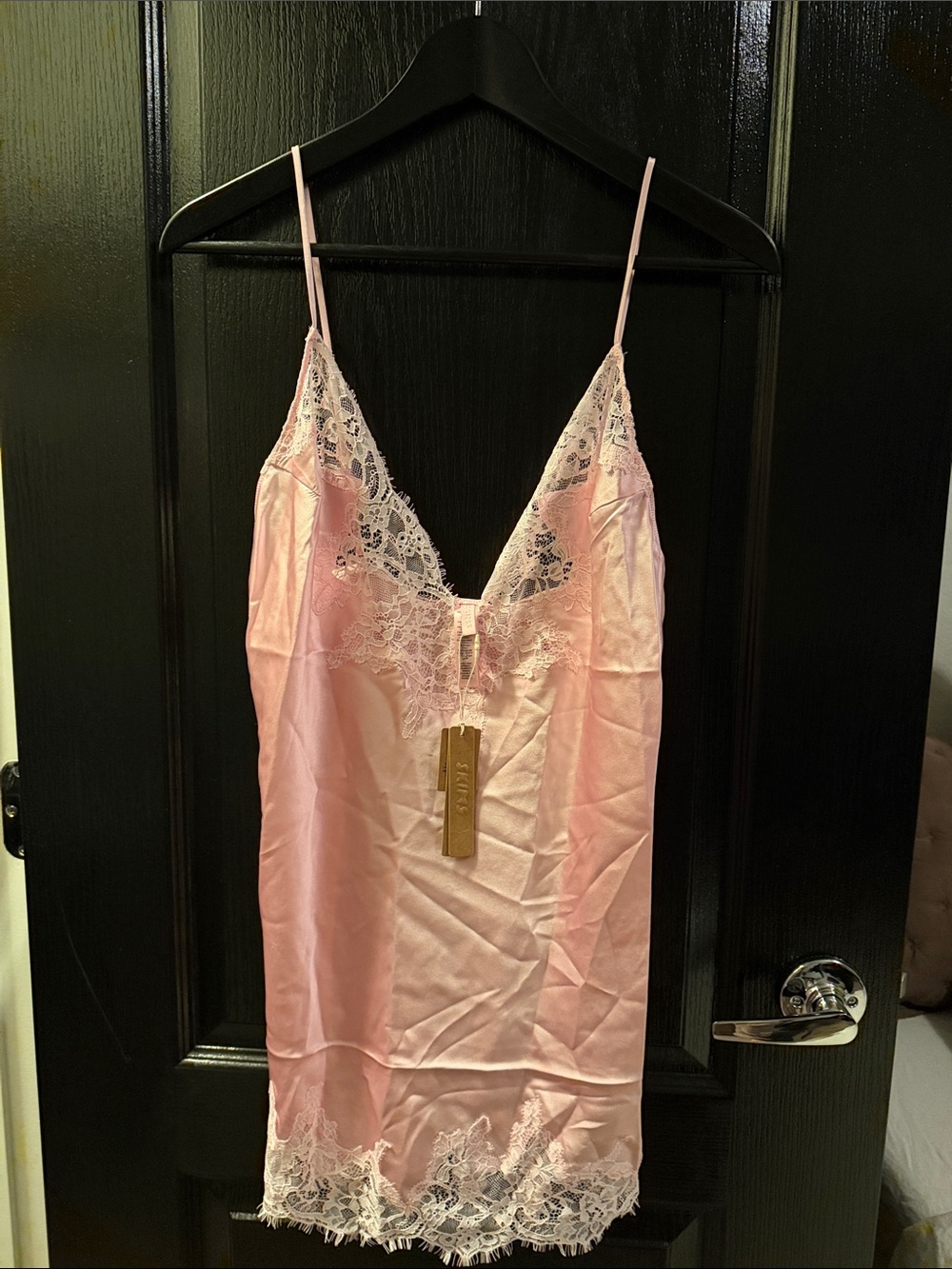 SKIMS Silk Lace Mini Slip Dress - Peony